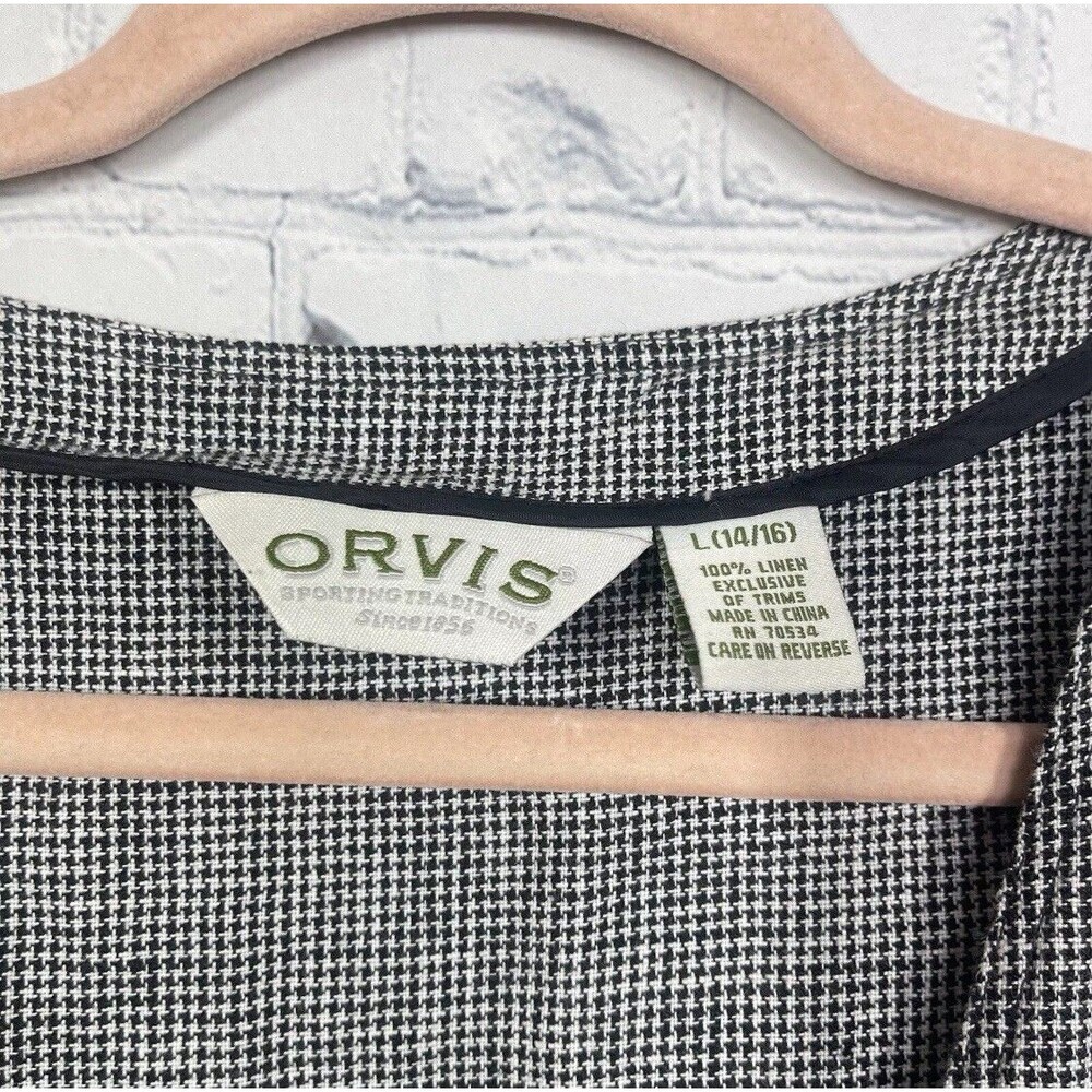Vintage Orvis Blouse Women's Large 16 100% Linen Plaid Button Cottage Beach Top - Picture 5 of 9